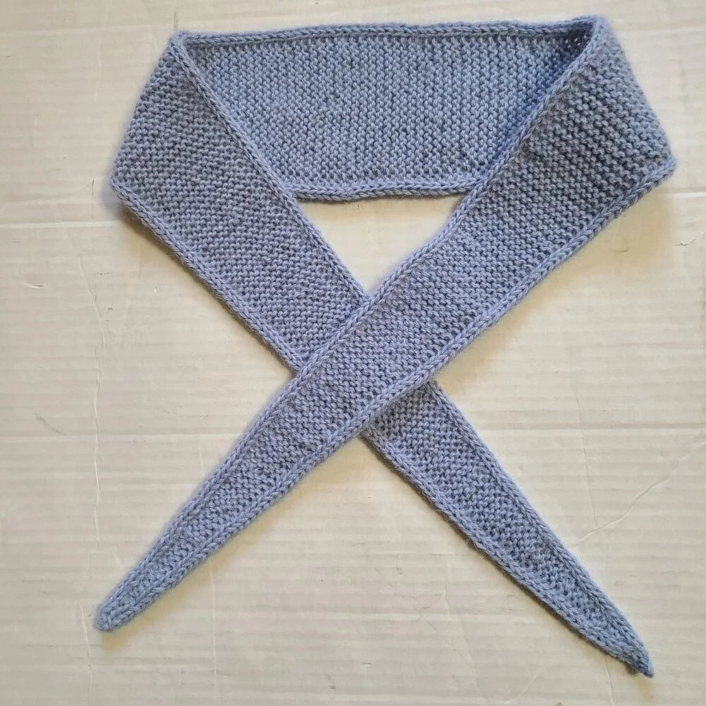 Sophie Scarf Handmade Blue Knit 100% Alpaca Scarf French Style Mini Wrap